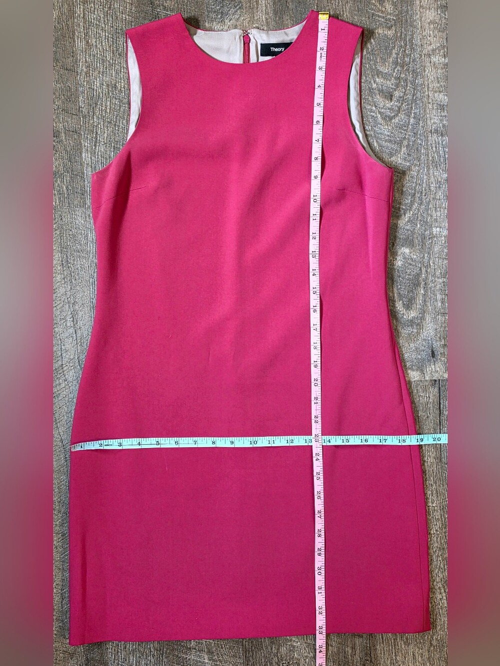 Theory Admiral Crepe Mini Shift Dress Women's 2 Geranium Pink Sleeveless Classic - Picture 9 of 11
